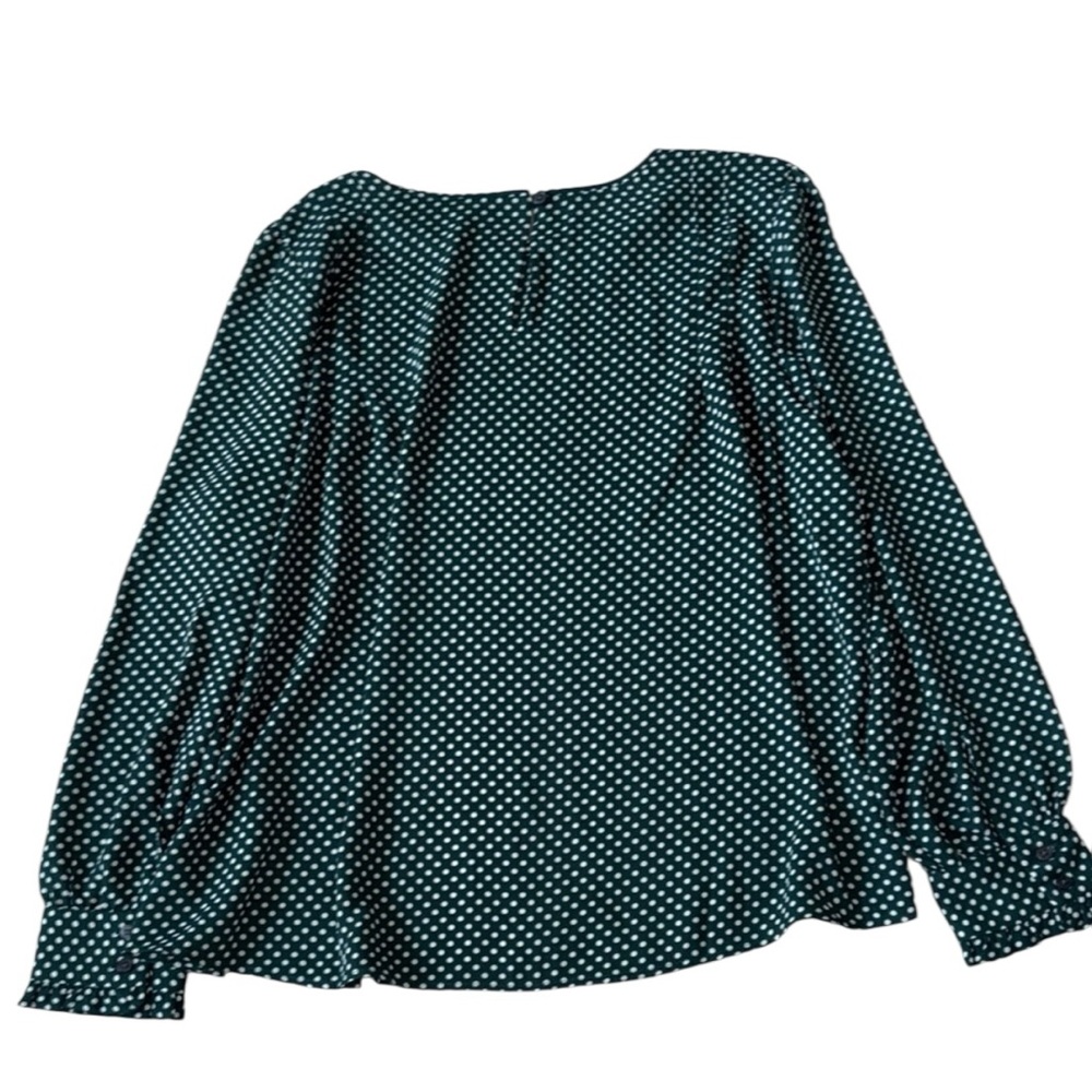 NWT Loft Green Polka Dot Long Sleeve Women's Top Blouse Size LP - Picture 4 of 5